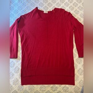 Red V-Neck Women's Sweater